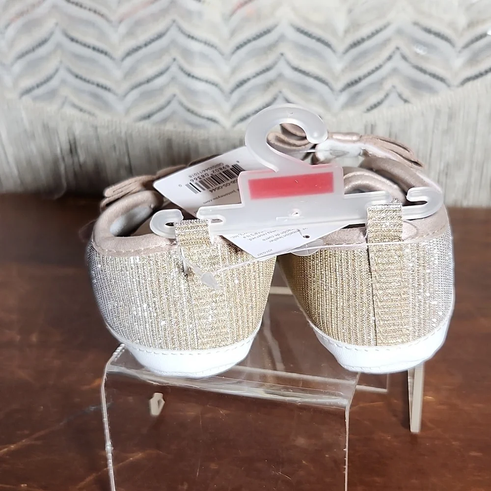 Just One You Carter's 3-6 Months Gold Bow Detail Shoes